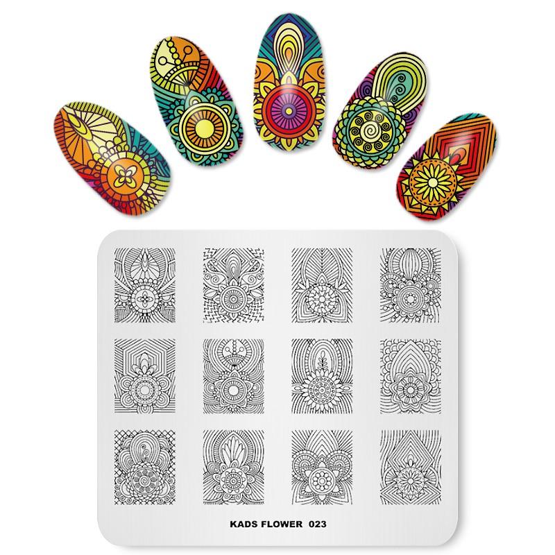 kads Flower 023 Nail Art DIY Stamp Template Nail Stamping Plates Manicure Plate Tools
