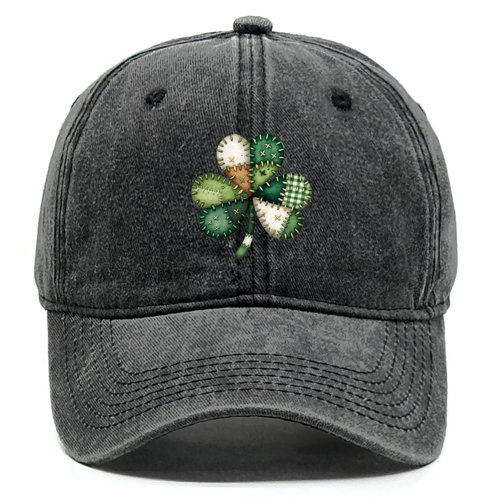 Green Heart Clover Shamrocks Printed Baseball Cap Adjustable Vintage Snapback Baseball Hat Retro Leisure Dad Hat For Hiking
