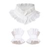 Ruched Collar Ruffled Renaissance Lapel Collar Wrist Cuffs for Shirt Blouse Decorative Spread False Collar