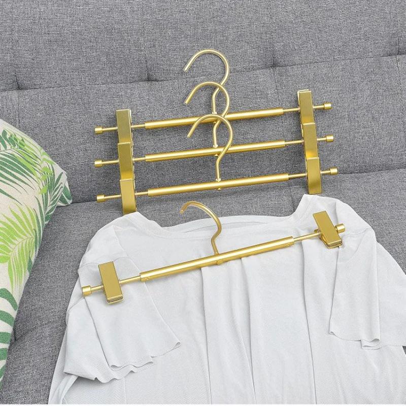 10 Pieces Space Aluminum Alloy Pants Clip Metal Hooks Clothes Skirt Dress Trousers Hangers Wardrobe Multifunctional Storage Rack