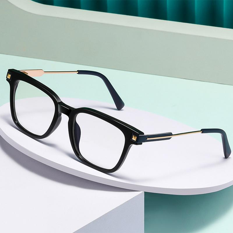 Men Square Frame Metal Bow Glasses New Style Flat Top Optical Prescription Eyeglasses with Insertion