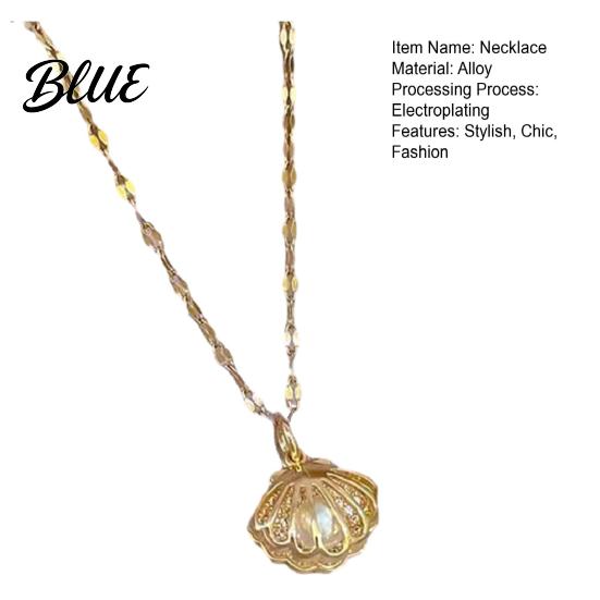 Exquisite Design Jewelry Hollow Shell Faux Pearl Necklace Pendant