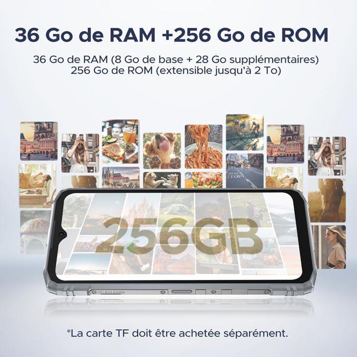 Smartphone Robuste DOOGEE Blade 10 Ultra Energy 36+256GB 6.56" 6150mAh Telephone Incassable Android 15 64MP 3-Card Slots/NFC Argent