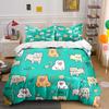 Cartoon Cats and Fishbone Pattern Duvet Cover Set Digital Print Colorful Polyester Bedding with Zipper Closur for Kids Gifts
