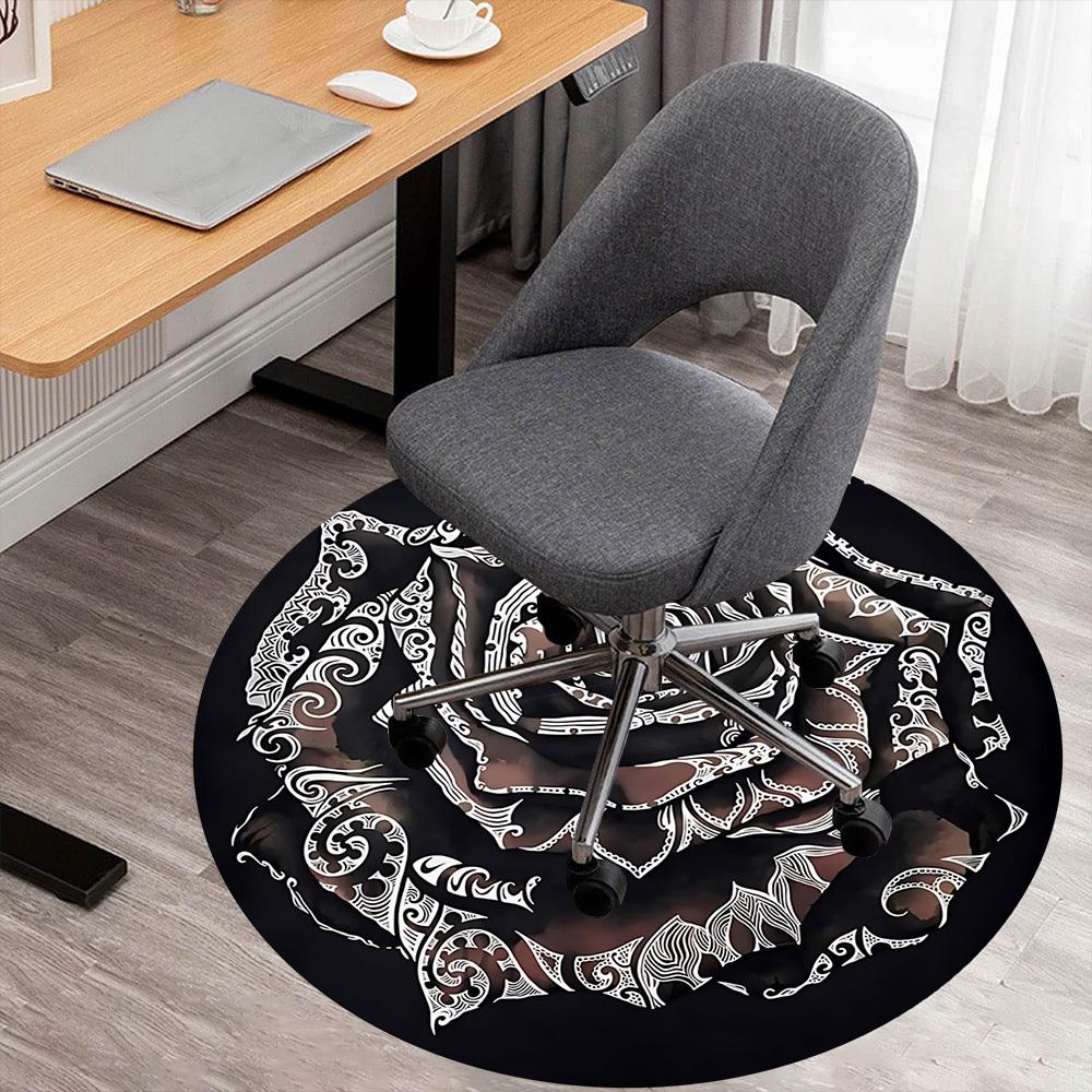 1pc Rose Pattern Round Chair Mat Office Area Rug - Non-Slip, Floor Mat for Office, Bedroom, and Indoor Decor P127118