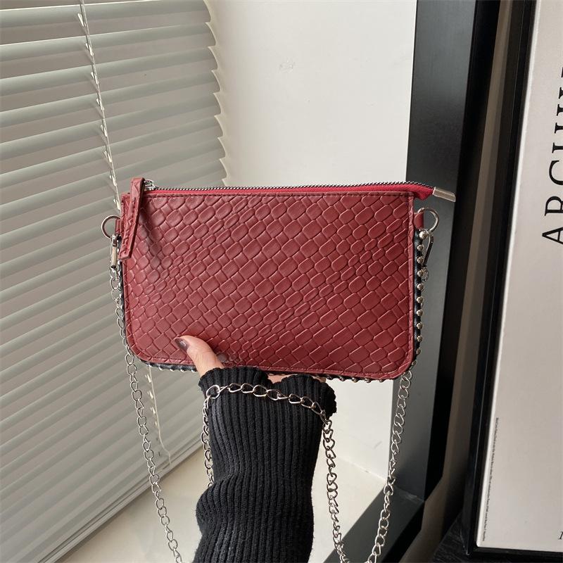 New chain tote bag high-end niche design chain shoulder bag clutch bag solid color simple messenger bag women