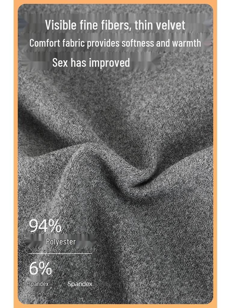 Herren Plüsch Verdicktes Herbst-Oberteil: Mittelhoher/Hoher Kragen, Warme Slim-Fit-Basisschicht mit langen Ärmeln