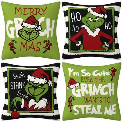 Grinch Kreslený Potisk Vánoční Povlak na Polštář Domácí Potřeby Polštář Pohovka Povlak na Polštář