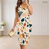 Women s Plus Size V Neck Sleeveless Geometric Printed Bodycon Midi Dress