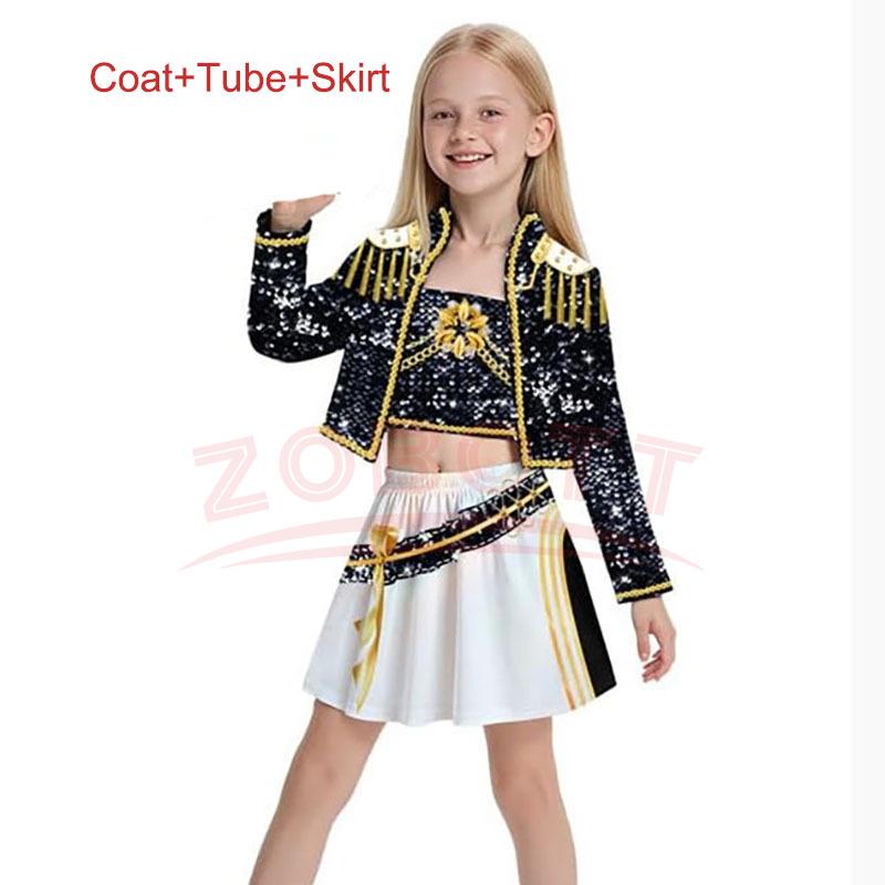 Kids K-pop Rumi Zoey Mira Cosplay Huntrix Costume 3D Print Demon Hunters Mira Stage Costumes Child Halloween Party Clolthes Set