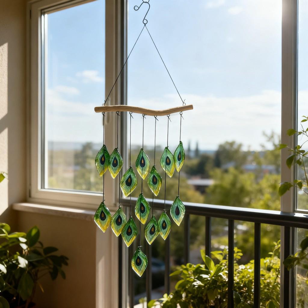 Glas Vogel Feder Outdoor Sonnensammler Windspiel für Hofdekoration