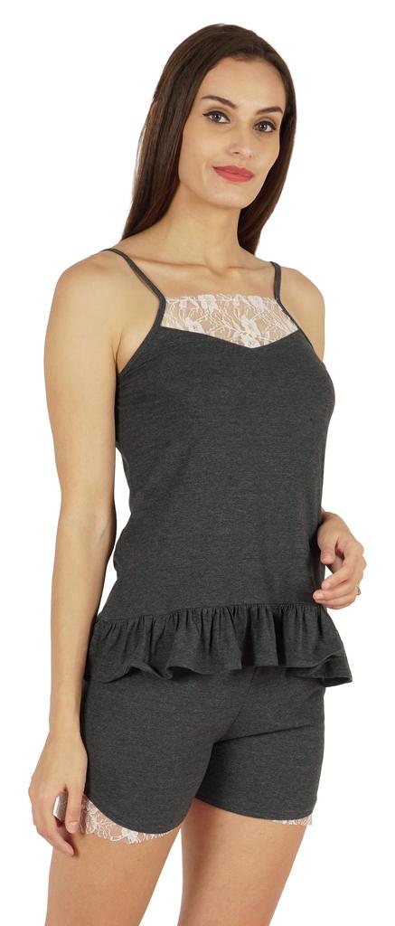 Inkmeso Lingerie Lace Cami Sleepwear Shorts Set For Women  S Spaghetti Strap Nightwear 2 Pcs