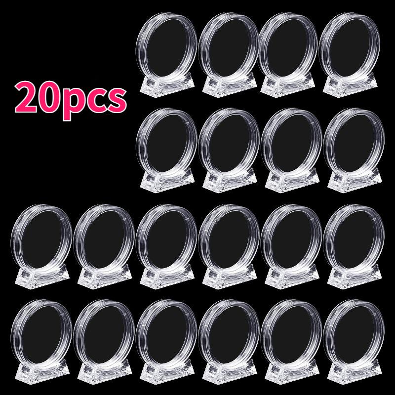 

20pcs Commemorative Coin Protective Box Display Cases with Base Dustproof Scratch-Resistant Octagonal Capsules Clear Round Boxes
