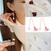 Women Fashion Flower Drop Faux Pearl Dangle Long Chain Earrings Jewelry Charm