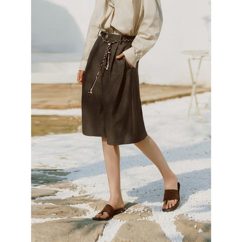 ELLE Retro Drawstring Wide-leg Shorts M