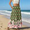 Women's Casual High Waist Drawstring A-line Skirt Color Skirt With Pockets