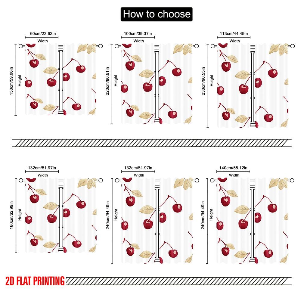 2 Stück, 2D-Flachdruck Fenstergardine Gestickte Kirschen Polyesterstoff (ohne Stange) Vielseitig Alles für Wohnzimmer,