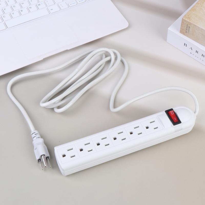 Us Power Strip 6 Outlet 2M Surge Protected Extension Cord On Off Switch Safe Socket For Home Office Dorm Electronic Charging