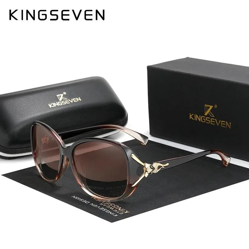 KINGSEVEN Trendy Women‘s Sunglasses Luxury Lady Anti-UV400 Polarized Glasses Fox Oval Frame Casual Shopping Fashion Eyewear