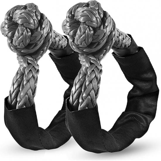 2 Pack Green Soft Shackle 57,000 LBS Breaking Strength 1/2 Inch X 22 Inch With Protective Sleeve For Off-Road Sailing Trucks 4X4 UTV Synthetic Road