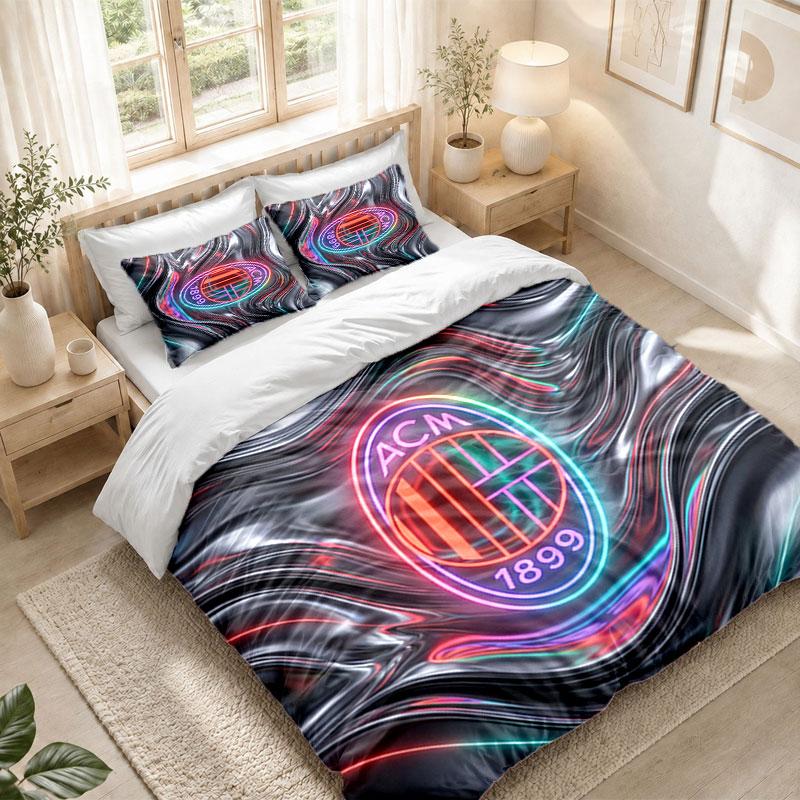 Bedding Set 1 Duvet Cover 2 Pillowcases AC Milan Print Bedroom Home Decoration
