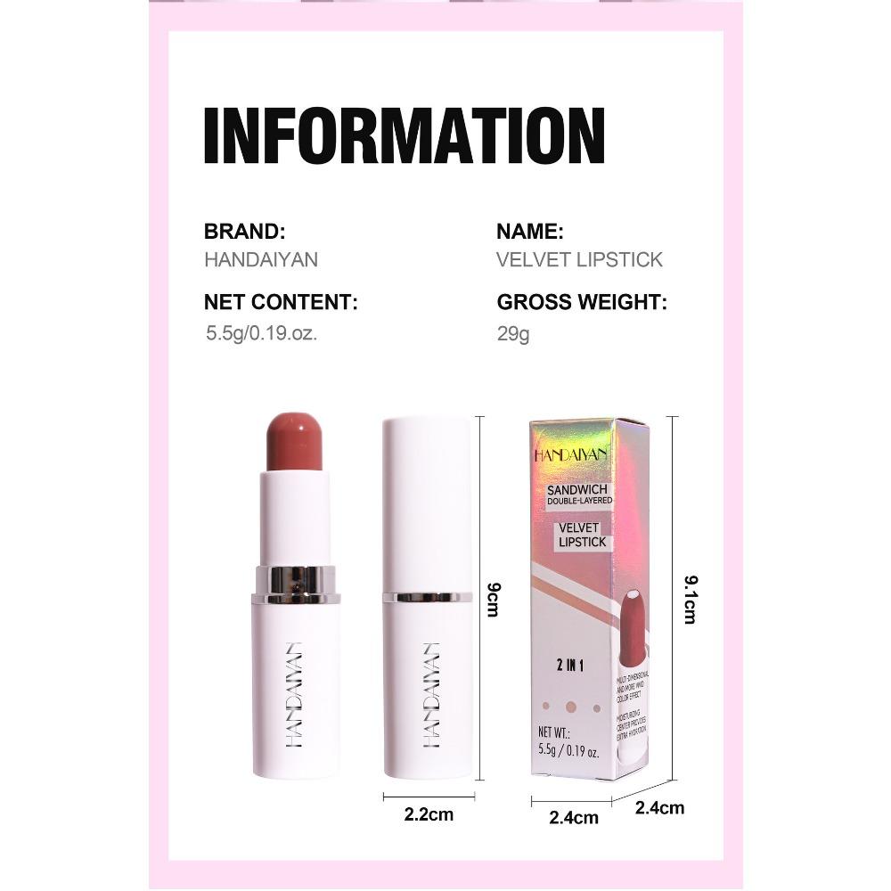 HANDAIYAN Lipstick Lippenstift, Twa -in-ien, Hert -LIP, Reade Froulike Matte Hydraterend En Hydraterend Is Net Maklik Te Ferklearjen