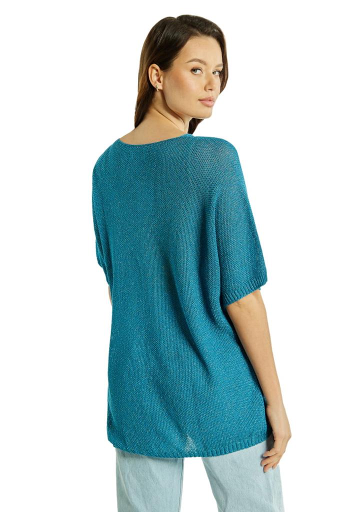 Women' Summer Blouse Estera, One Size, Cameo, Multi Turquoise
