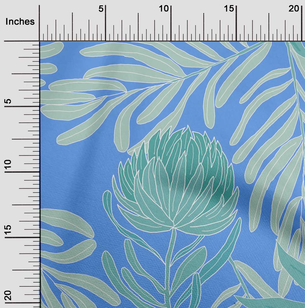 oneOone Cotton Poplin Blue Fabric Tropical Floral Quilting Supplies Print Sewing Fabric By The Yard 42 Inch