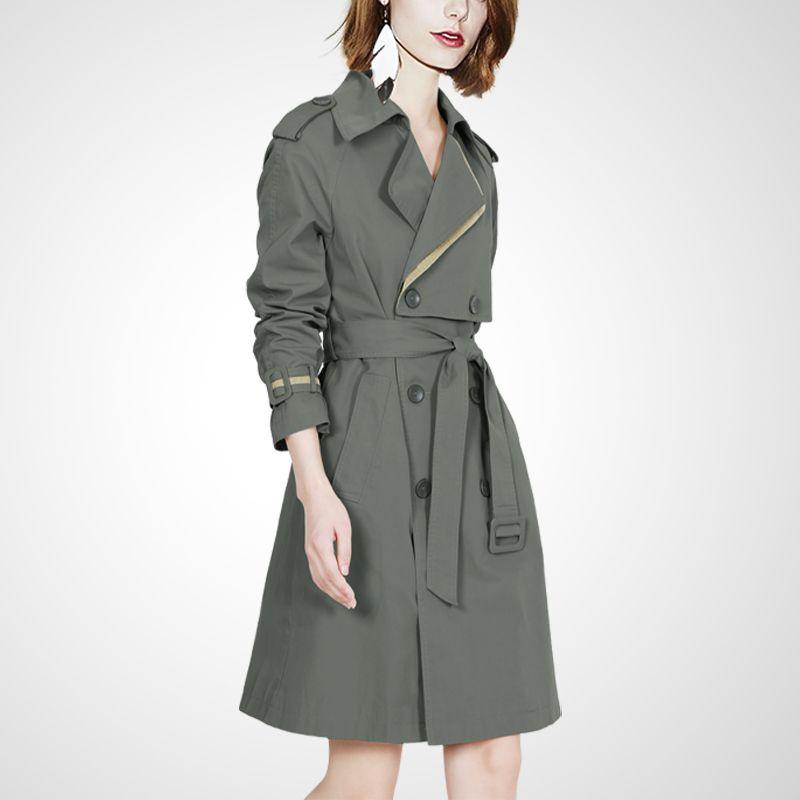 

Slim-Fit Orange Autumn Fashion Mid-Length Trench Coat Turquoise S