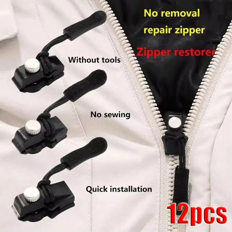 3-60Pcs Universal Zipper Repair Kit Quick Instant Detachable Zipper Head Replacement Zipper Slider Pull Jacket Bags Coat DIY Sew
