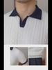 Trendy Italiaanse Kleurblok Polo voor Heren: Lichtgewicht, Ademend, Slim Fit, V-kraag, Jacquard Gebreide Korte Mouw