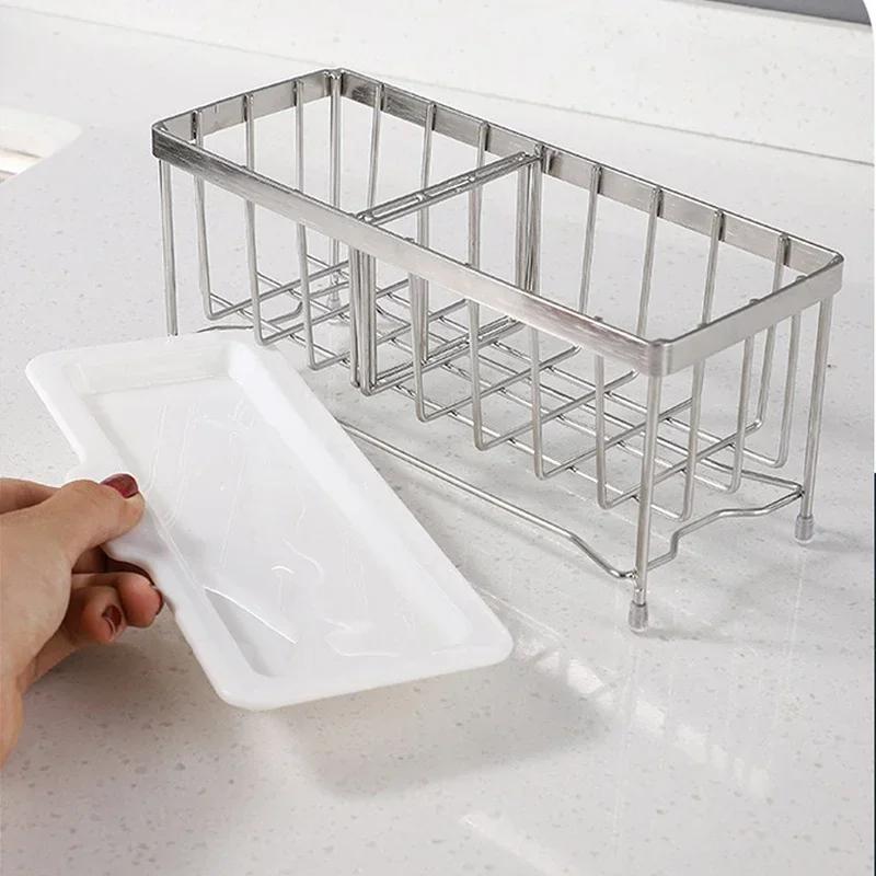 Sink Sponge Holder Kitchen Rack Sponge Holder for Sink Kitchen Sink Organizer Anti-Rust Sponges Scrubbers Soap  Dish Rack