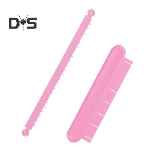 

Набор из 2 предметов для украшения торта с регулируемой направляющей дугой, набор прецизионных инструментов для выпечки с 14 настройками ширины и шкалой глубины, пластиковый трафарет для глазури для дома розовый