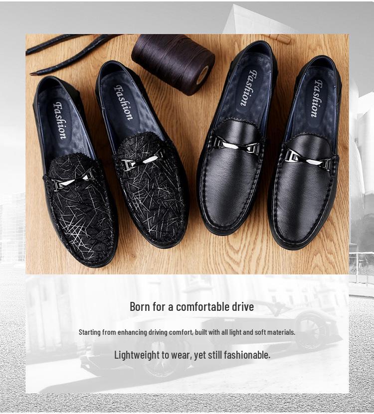 Men's Fashionable Cowhide Loafers - Breathable, Soft Sole Casual Driving Moccasins