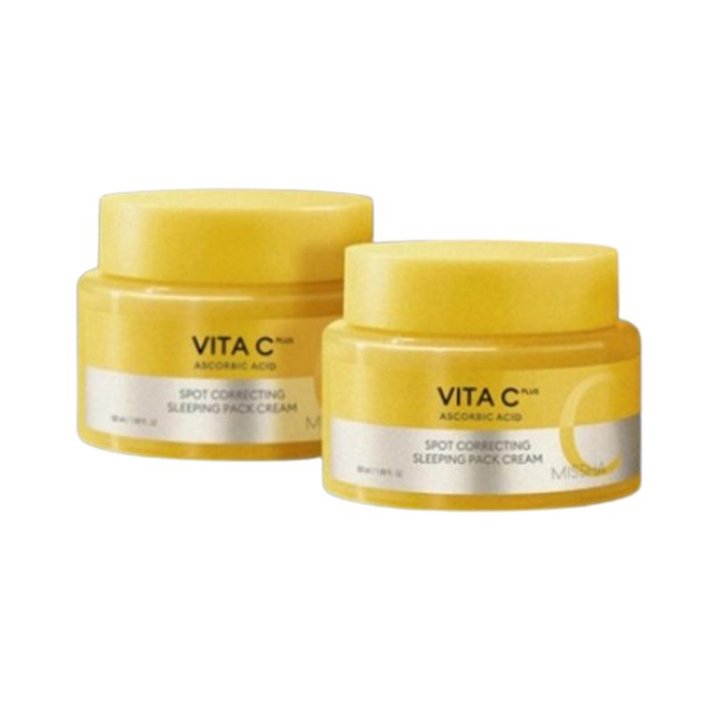 MISSHA Vita C Plus Sleeping Pack Cream 50ml x2 – Vitamin C Capsule Gel Cream for Hydration & Skin Texture Care 50ml x 2
