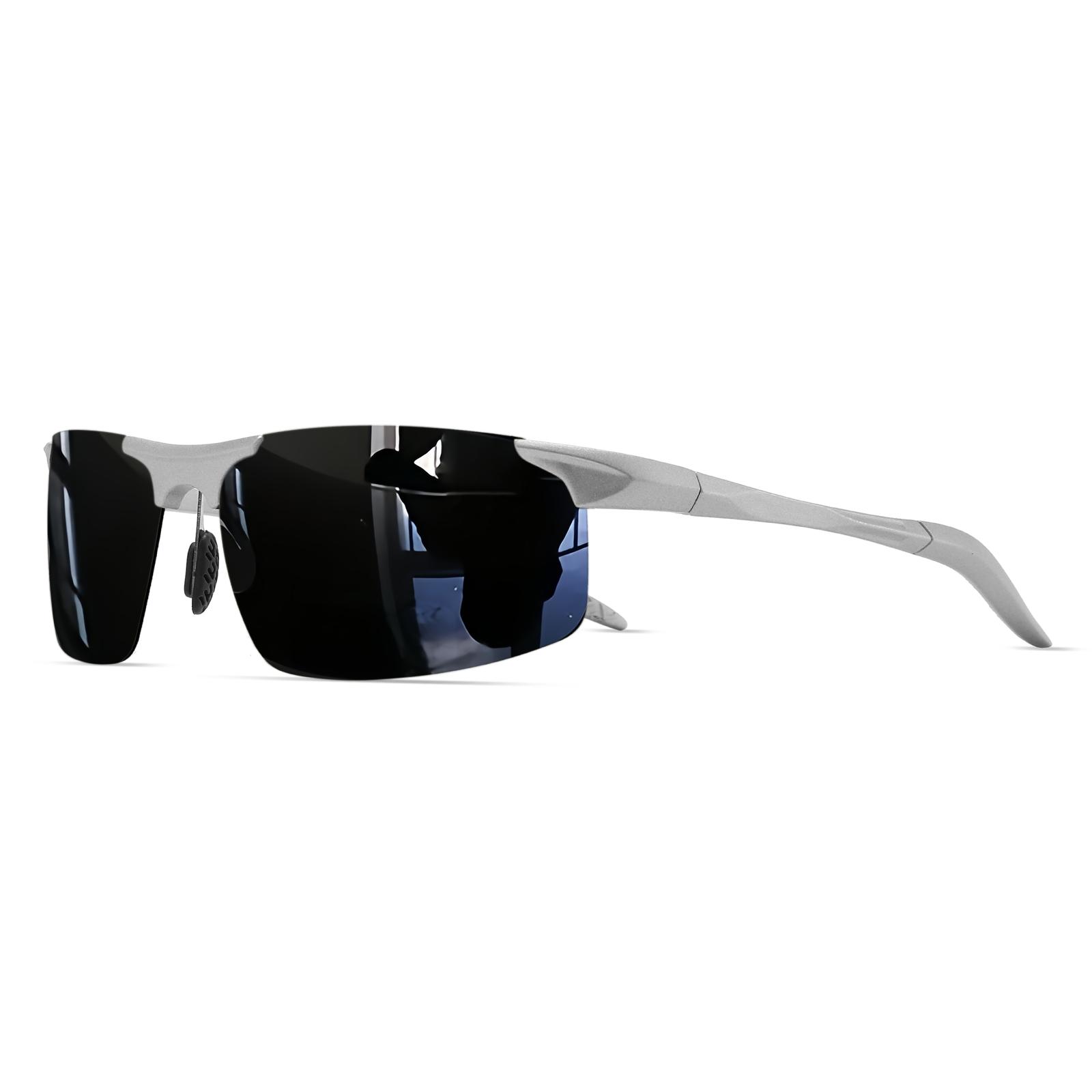 Classic Retro Semi-Rimless Square Polarized Sunglasses - Lightweight PC Frame & Spring Hinges, UV400 Unisex for Driving, Fishing