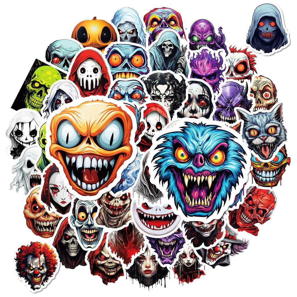 50 Horror Grimace Stickers Thriller Skull Halloween Horror Spoof Stickers