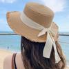 Fiocco Coreano Cappello di Paglia da Donna Estivo Protezione Solare Cappello da Pescatore a Tesa Larga Dama Ragazza Spiaggia Viaggio Visiere Parasole Cappelli Panama