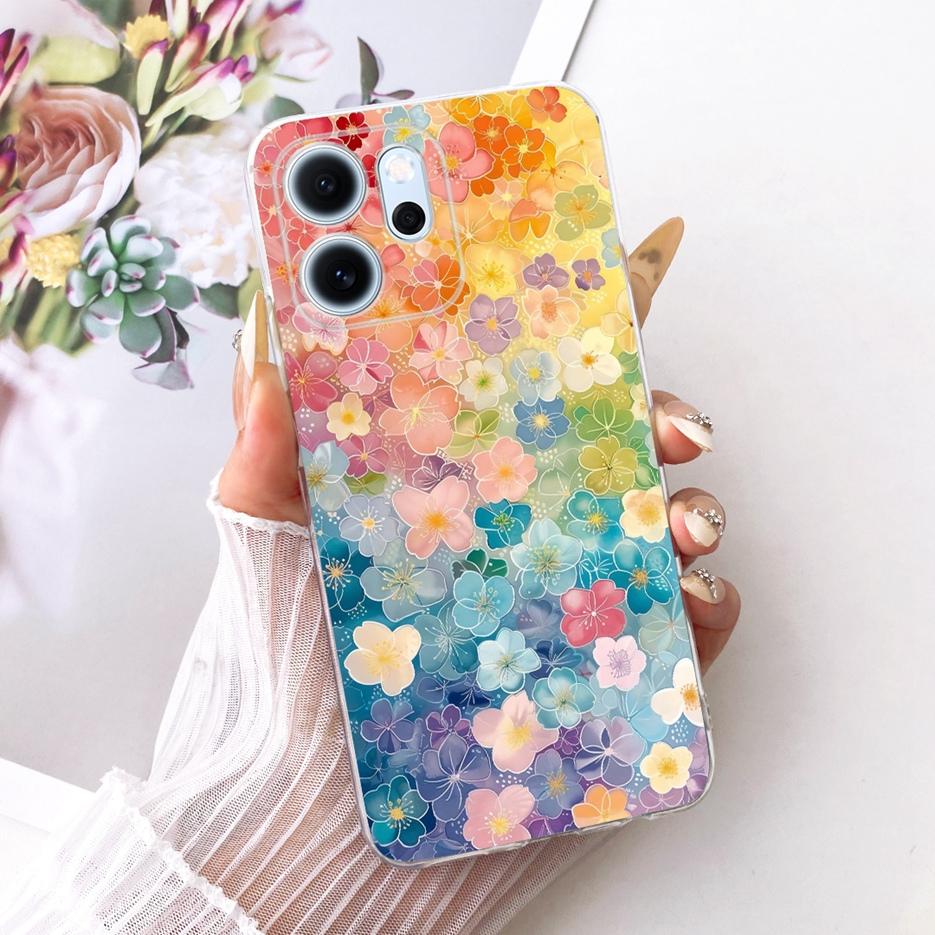 For Oppo Reno 14 Pro Case Reno14 F 5G Colorful Flowers Painted Cover Soft Slim Phone Case For Oppo Reno 14F Reno14 FS Pro Fundas