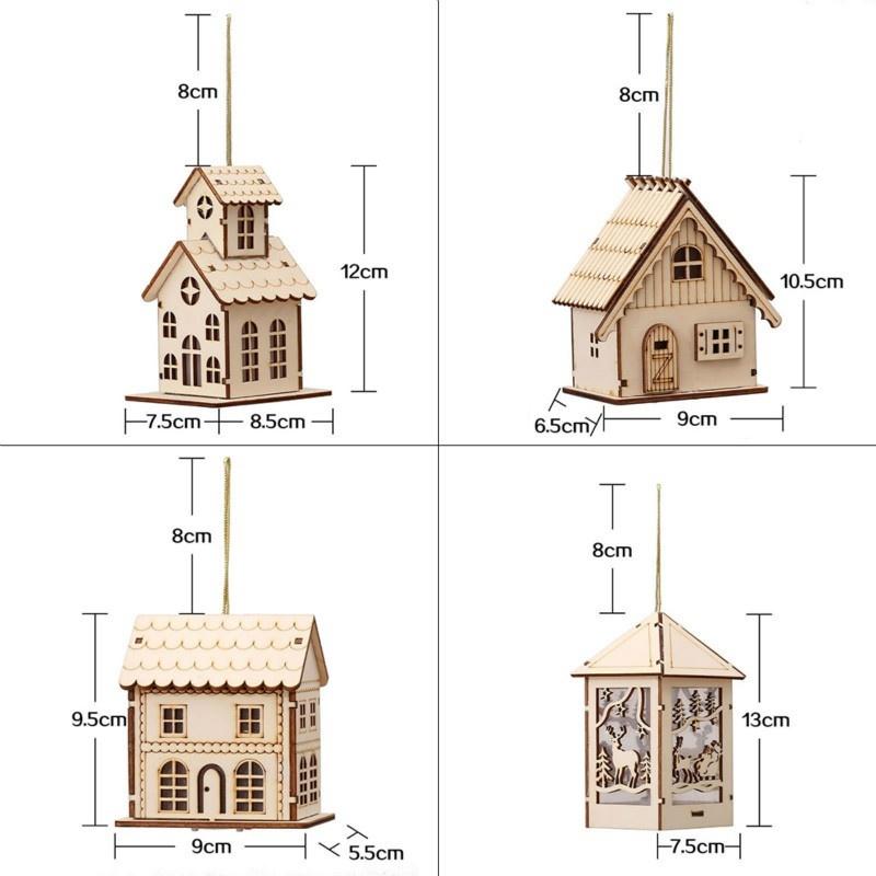 Μικρό Ξύλινο Σπιτάκι Επιτραπέζιο Φωτιστικό Χριστουγεννιάτικο Δέντρο Κρεμαστά Στολίδια Διακόσμηση Εορταστικού Πάρτι Χριστουγεννιάτικα Κρεμαστά Στολίδια Φως LED