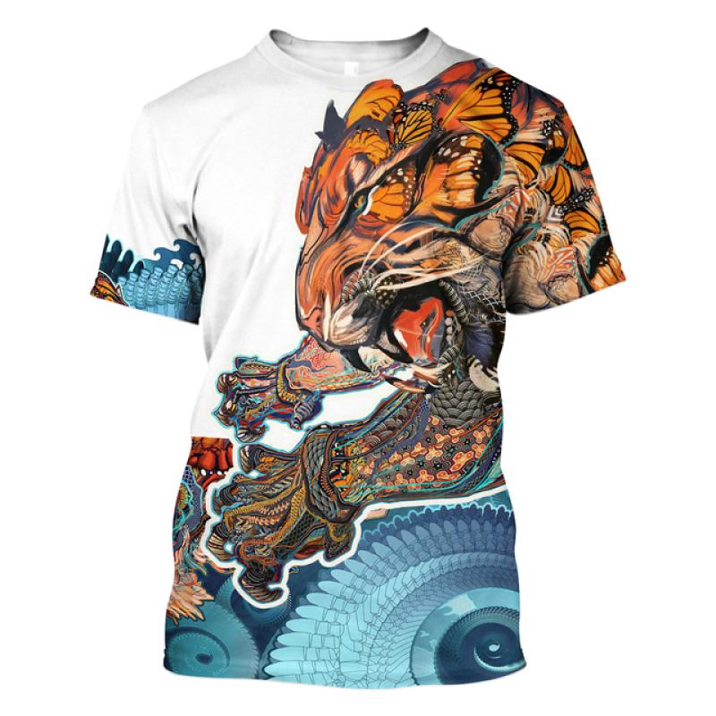 3D Tiger Print T Shirt Für Männer Boutique Tier Grafik T-Shirts Sommer Trend Harajuku Übergroßen Kurzarm Freizeit Oansatz Tops