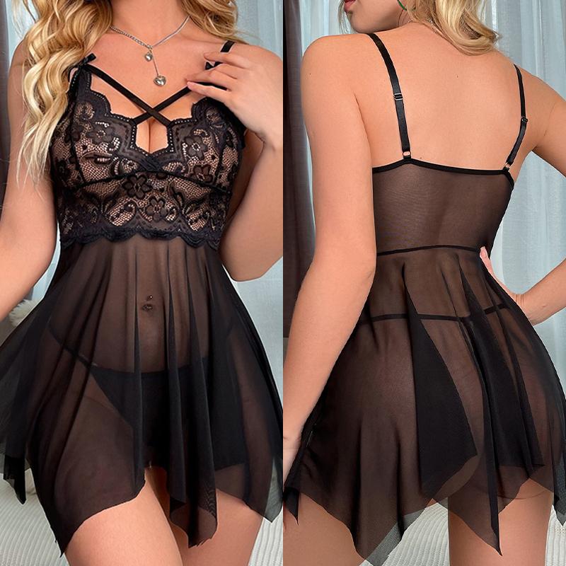New In Ladies Sexy Lingerie Sleepwear Women Lace Sexiest Nightie Gown Babydoll Dress Mesh Woman Lingerie Set Erotic Clothing