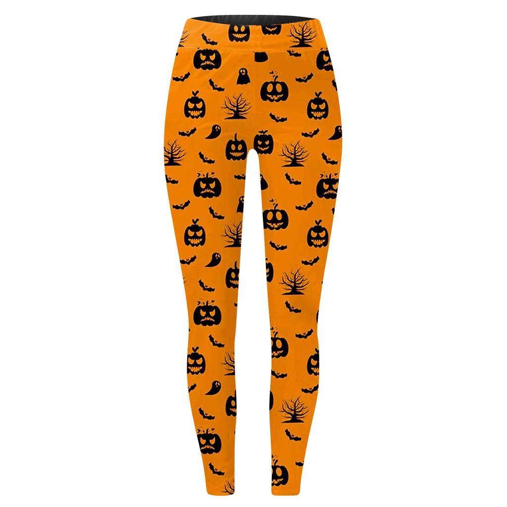 Damen Casual Mode Outdoor Halloween Bedruckte Slim Elastische Yogahose Cropped Hose