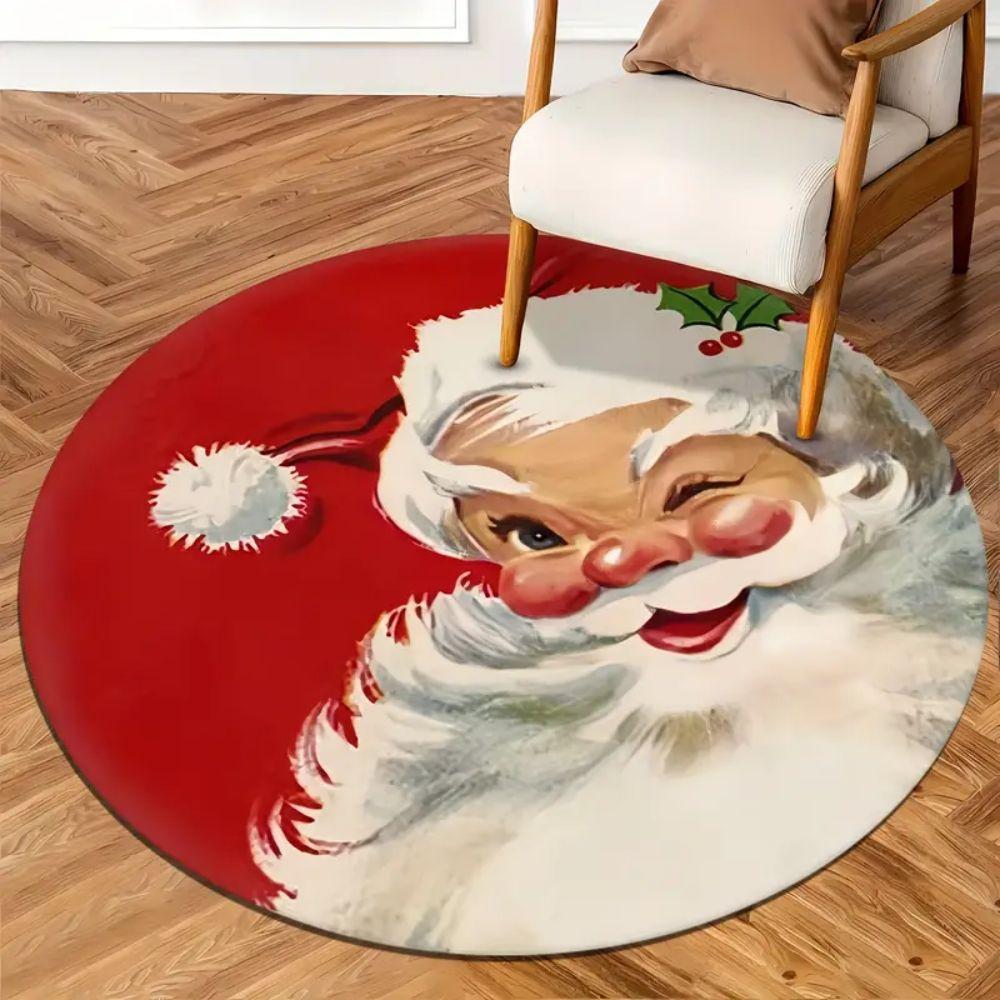 Weihnachten Rundteppich Rutschfest Wohnzimmer Sofakissen Weihnachtsbaum Unterlage Festival Heimdekoration