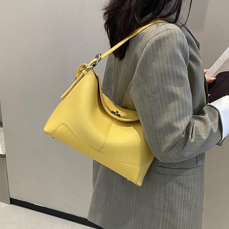 Retro Large-capacity Genuine Leather Crossbody Underarm Bag Fashionable Cowhide Single-shoulder Women's Bag