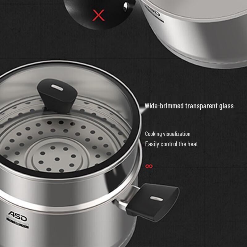 ASD 22cm 304 Stainless Steel Milk Steamer & Stew Pot
