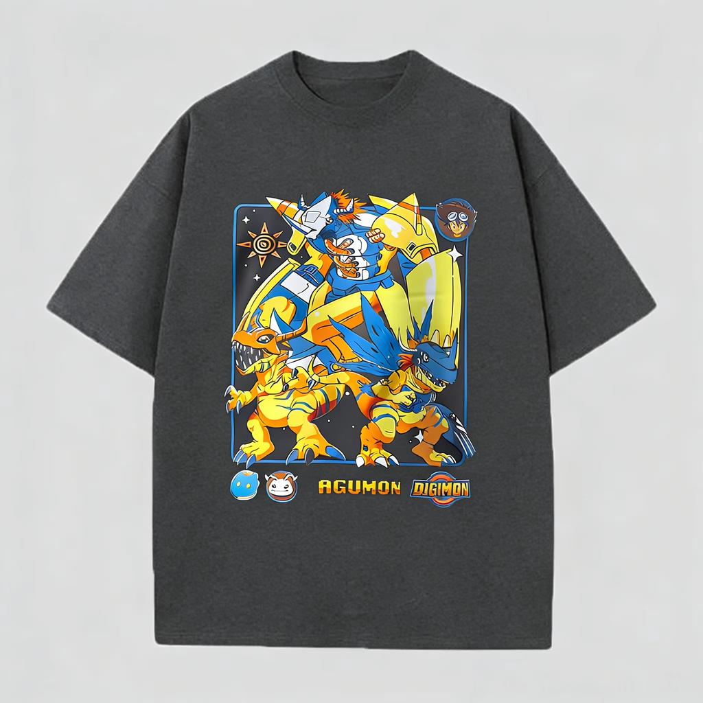 2026 Unisex's Digimon Anime T Shirt White Cotton Agumon Graphic Print Casual Short Sleeve Tee for Otaku Daily Wear Campus Street