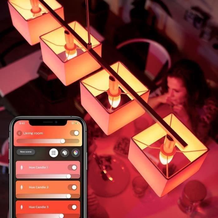 PHILIPS Hue White & Color Ambiance - Ampoule LED Connectée Flamme E14 - 5,5W - Compatible Bluetooth - Pack De 2