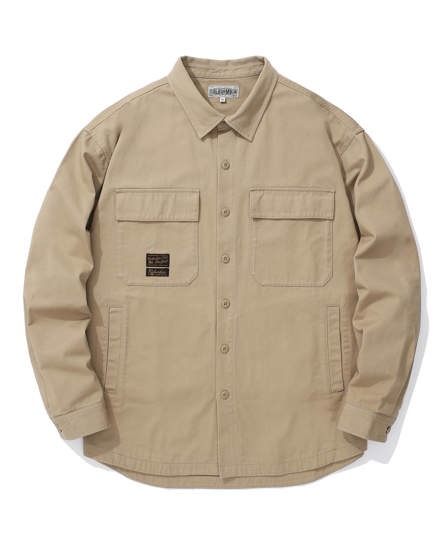 Columbia University Sl-Label Two Pocket Cotton Shirts Heritage Beige Heritage Beige/S