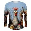 Men's Long Sleeve Shirt Fashion 3D Animal Print Top T-Shirt